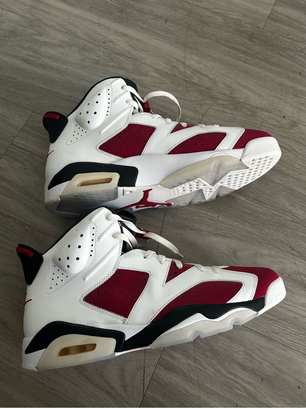 Jordan White and Red Retro High-Top Sneakers